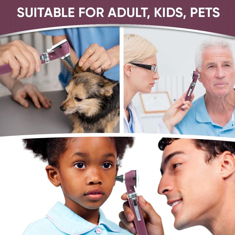 MeddSight Otoscope with Light, Fibre Optic Ear Scope for Kids & Adults, 3X Zoom Magnifying Glass, LED Ear Infection Checker with 10 Disposable Specula, Nylon Case, 6 Colors Medical Grade(Maroon Color) - Image 4